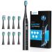 Electric Toothbrush for Adults, AUFIIT Sonic Toothbrush with 8 Brush Heads, Rechargeable Power Electric Toothbrush with 5 Modes & Smart Timer, 3 Hours Fast Charge Lasts up to 60 Days. Black