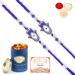 Ghasitaram Gifts Rakhi for Brother Rakhis Online - Set of 2-8931 Evil Eye Fancy Thread Rakhis with 100 GMS of Dryfruits Mix Can 200 GMS of Kaju katli 2 Rakhi & 100g Dryfruits Mix Can 200g Kaju katli