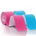 Kinesiology Tape Precut - 2 Rolls 5cmx10M | K Tape Hypoallergenic Waterproof 80 Precut Strips In Total Physio Elastic Sports Tape Pain Relief Adhesive for Muscles Elbow Knee & Shoulder Sports | Pink+Blue