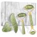 4-pcs Jade Roller & Gua Sha Set, Facial Roller Massager with Gua Sha Scraping Tool, Jade Stone Massager for Anti-aging, Slimming & Firming, Rejuvenate Face and Neck, Remove Wrinkles & Eye Puffiness 4 Pcs-Green