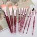 Professional 10 PCS Makeup Brush Set - Stylish Glitter Handle Face & Eye Brushes with Transparent Bag (Pink) | International Shipping - Buy Online on GoSupps.com