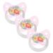 Dentistar Silikon Schnuller 3 Set- Size 1 Schnuller 0-6 months- tooth and jaw-friendly nipple with dental level- BPA-free- Made in Germany- Flowers pink