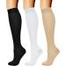 3 Pairs Copper Compression Stockings 15-20 mmHg for Men & Women | Improve Blood Circulation & Support | Ideal for Nurses Running Travel | S/M (34-38) in Black White Skin Color - Buy Online on GoSupps.com