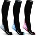 Physix Gear Sport 3 Pairs of Compression Socks for Men & Women in (Black/Blue + Black/Grey + Black/Pink) L-XL Size