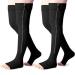 2 Pairs Open Toe thigh high Zipper Compression Socks 15-20 mmHg open toe Zipper Compression Stockings Thigh high Moderate Compression Socks with Zipper for Women Men Edema Swelling