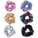 ACCGLORY Shiny Scrunchies Metallic Tone Hair Bands Elastic Hair Ties Set Glitter Ponytail Holder Soft Scrunchy for Women(6 Pack Hair Scrunchies)