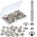 12 Sets Snaps Button Leather Snap Fasteners Kit 15mm Metal Snaps Repair Kit Snaps for Clothing Press Studs Snap Fasteners with 2 Pieces Installation Tools for Sewing Bags Jeans Fabric Jackets