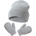 XYIYI Newborn Baby Winter Beanie Hat Mitten Set Infant Toddler Warm Knitted Hat Glove Set for Boys Girls 3-18 Months Grey2