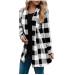 Long Shirt Outerwear Top Thin Warm Knitted Coat Women's Blouse V-Neck Shirt Tunic Long Women's Tunic Women's Shirt Casual Checked Shirt Women's Winter Chunky Knit Jacket I-black L