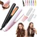 Mini Dual-Purpose Curling Iron Mini Curling Iron for Short Hair Ceramic Mini Hair Curler 2 In 1 Mini Hair Curler Mini Curling Wand & Flat Iron Hair Straightener Travel Size (2pcs-D)