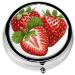 Fresh Strawberry Mini Round Pill Box 3 Compartment Travel Organizer for Medicine Pocket & Home Use - Buy Online on GoSupps.com
