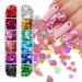 Gzmayuen Heart Glitter sequin for Valentine's Day Nail Art 12 Colors 3d Holographic Sparkle Heart Shape Flakes Sticker Confetti Glitter Nail Stickers For Nail Defree 004