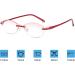 Stylish Frameless Reading Glasses for Women +2.5 - Anti-Blue Light Diamant Cut Edge Ultralight Presbyopian Glasses with Case - Perfect for Ages 60-64 - Buy Online on GoSupps.com