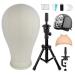 LUNGCYX 23 Inch Wig Head, Wig Stand Tripod with Head, Mannequin Canvas Block Head Set for Wigs Making Display, T-pin With Wig Cap, Tripod Tool Holder Mounting Hole with Adjustable Bracket A-23 Inch