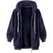 Shop Hanxiulin Women's Fleece Plush Jacket - Warm Long-Sleeved Bomber Coat with Hood | Fluffy Winter Fashion in Dark Blue 3XL - Buy Online on GoSupps.com