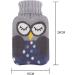 Premium 1000ml Rubber Hot Water Bottle with Knitting Cover - Washable Hand Warmer for Pain Relief | Ideal Insulation Heating Bag | Gray Owl Design - Buy Online on GoSupps.com