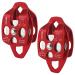 NewDoar 30 KN CE Certified Large Rescue Pulley Single/Double Sheave with Swing Plate Double Pulley - Red 2pcs