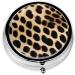Rough Leopard Printed Round Pill Box - 3 Compartment Travel Medicine Organizer Portable Decorative Pocket Purse for Vitamins & Tablets - Buy Online on GoSupps.com
