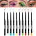 SUSIKEKI 10pcs Colored Gel Eyeliner Pencil Set With Sharpeners Waterproof Long Lasting Eye Liners For Women Retractable Eye Makeup Pen White Black Brown Rainbow Neon Matte Eyeliners Gift Sets