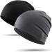 Wtactful 2PCs Summer thin hat beanie for men and women slouchy knitting hats made of breathable elastic unit size black+gray