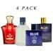 Hybrid & Company Men's 4 Pcs Fresh Sweet Strength Scent Eau De Toilette Perfume BLUE DE PARIS BLUE FOR MEN BLU POUR HOMME Blue Sky 3.4 Fl Oz (Pack of 4) - Buy Online on GoSupps.com