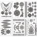 Black Henna Temporary Tattoos Set - Sexy Lace, Indian Mandala, Elephant, Flower Chain Designs - Waterproof Body, Arm, Face Decals for Wedding Party - 6 Sheets - Buy Online on GoSupps.com
