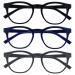 Opulize Blu - Reading glasses Blue light filter 3 Pack Cool Radio Share hinges improve the sleep computer gaming reflective men women BBB5-137 +0.00 diopters black / blue / gray