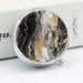 Round Pill Box - Black White Gold Foil Marble Print | 3 Compartment Medicine Organizer | Decorative Portable Pill Case - Buy Online on GoSupps.com
