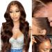 Chocolate Brown Body Wave Lace Front Wig 13X4 HD Lace Front Wigs Human Hair 150 Density Brazilian Virgin Human Hair Pre Plucked with Baby Hair 20 Inch Colored Human Hair Lace Front Wigs ( Brown Color, Body Wave Wigs With F…