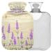 NAANLE hot water bottle with lid wood lavender flower transparent hot water bottle heat bottle for back pain relief handfoot warmer neck hot and cold therapy 1l