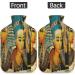 Egypt Painting Hot Water Bottle with Fluffy Cover - 2L Capacity for Kids & Adults - Vintage Art for Cozy Nights & Pain Relief - Buy Online on GoSupps.com