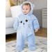JiAmy Newborn Baby Winter Hooded Romper Fleece Snowsuit Jumpsuit Cartoon Cat Outfit | 0-12 Months | Blue - Buy Online on GoSupps.com