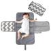 BelleStyle Portable Nappy Changing Mat Travel Baby Change Mat with Head Cushion & Organizer Pockets Foldable Baby Changing Table Baby Changing Mat Padded Waterproof Baby Travel Essentials Grey Grey Waves