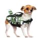 Queenmore Dog Life Jacket Pet Safety Vest High Buoyancy Camouflage Color Cute Shark with Strong Rescue Handle and Leash Ring for Boating, Canoeing, Surfing, Hunting, Green S Small Green