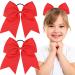 2 Pieces 8 Inch Large Ribbon Bows Hair Ties School Girls Red Ribbon for Hair Ponytail Holders Hair Styling Accessories (Red)