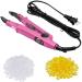 Fusion Hair Extensions Tool US Plug Professional Hair Extensions Tools Fusion Heat Iron Connector Wand U Tip Hair Extensions with 2 Bags Keratin Glue Granule Beads for Hair Extensions  C Head (Pink)