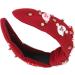 Rhinestone Headband for Women Elegant Jeweled Top Knot Hairband for Valentine Day with Heart Decoration (Dark Red) - Buy Online on GoSupps.com