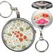 Pack of 2 - Portable Pill Organizer (Strawberry Fruits Blossoms) Metal Medicine Box 3 Compartment Stash Vitamin Meds Case with Keychain