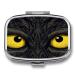 Pill Box Two Yellow Eyes Print 2 Compartment Medicine Pill Case Pill Organizer Decorative Metal Portable Pill Box for Pocket Or Purse