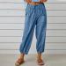 Women's Blue Cotton Sweatpants Set | Loose Straight Casual Pants | Valentines Leggings | Petite Length | Size Large - Buy Online on GoSupps.com