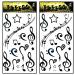 Tattoos 2 Sheets Black Music Notes Stars Temporary Tattoos Stickers Fake Body Arm Chest Shoulder Tattoos for Teens Men Women 33.