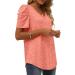 Puff Short Sleeve V Neck Top - Women's Elegant Casual T-Shirt Blouse in X-Large Pink - Buy Online on GoSupps.com