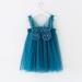 PythJooh Baby Girl Tulle Dress | Sleeveless Butterfly Wings Tutu Dress | 18-24 Months | Peacock Blue - Buy Online on GoSupps.com