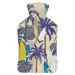 Blue Palm Hot Water Bottle With Cover Plush Bed Bottle Hand Warmer For Adults And Children 26.5X15.3cm