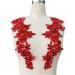 Zbroh Handmade red/white//green/blue rhinestones applique sewing beads stones trim lace patches accessory for dress clothes one pair (Red)