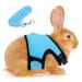 GLAITC Adjustable Rabbit Harness Leash Soft with Lead for Rabbits Guinea Pigs Rope Small Animal Pet Rats Iguana Hamster Ferrets Size L Blue