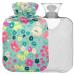 Naanle hot hot water bottle with reference retro flowers transparent hot water bottle heat bottle for back pain relief hand feet warmer neck warmth and cold therapy 2l