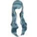 ColorfulPanda Long Wavy Blue Grey Synthetic Wig with Bangs for Women - Anime Cosplay Costume Party Hairpiece - Buy Online on GoSupps.com