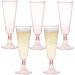 Hedume 70 Pack Pink Champagne Flutes 5oz Disposable Plastic Wine Glasses 2-Piece Disposable Champagne Glasses for Celebration Wedding Party Valentine's Day Mother's Day
