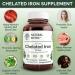 Natural Nutra Chelated Iron Supplement for Men and Women - 180 Tablets, Promotes Healthy Red Blood Cells, Nails, Hair Growth, and Skin Health - Buy Online on GoSupps.com